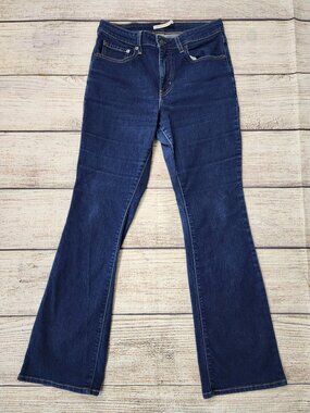 Levi's 725 High Rise Bootcut Jeans Blue Denim Dark Wash Stretch Size 30x32